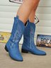 Damen Stickerei Slip On Western Stiefelette