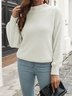 Lässig Unifarben V-Ausschnitt Pullover