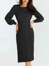Weit Elegant Garn/Wollgarn Strickkleid Mit Nein