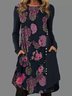 Rundhals Freizeitkleid Mit Nein