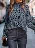 Damen Zebra Langarm Bluse_ Frühling/Herbst Schößchen Mock Neck Täglich Lässig Oberteile