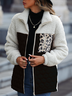 Fluff/Granular-Fleece-Stoff Weit Lässig Teddy Jacke