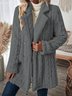 Winter Jacken Damen Lässig Unifarben Reverskragen Vlies Mantel Weit Langarm Mittellang Teddy Jacken