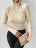 Damen Unifarben Langarm Bluse Frühling/Herbst Rollkragen Täglich Lässig Oberteile