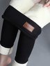 Thermohosen Damen Unifarben Gestrickt Lässig Vlies Legging