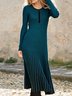 Gestreift Geknöpft Baumwollmischung Retro Kleid
