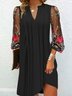 Damen Langarm Frühling/Herbst Geblümt Mesh Kleid V-Ausschnitt Täglich Ausgehen Lässig Mini H-Linie