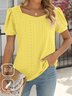 Große Größen Lässig Schatzausschnitt Gestrickt Unifarben T-Shirt