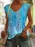 V-Ausschnitt Lässig Geblümt Gestrickt Tanktop Oberteile