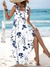 Damen Ärmellos Sommer Geblümt Gerangel Kleid Spaghettiträger Täglich Ausgehen Lässig Maxikleid A-Linien Unterhose Kleid