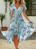 Damen Geblümt Sommerkleid Urlaub Chiffon Midikleid A-Linien