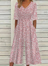 Damen Polka Dots V-Ausschnitt Kurzarm Lässig Sommer Jumpsuit