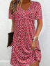 Damen Kurzarm Sommer Blumenmuster Kleid V-Ausschnitt Täglich Ausgehen Lässig Mini T-Shirt-Kleid H-Linie Kleid