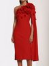 Damen Ärmellos Sommer Unifarben Abziehbilder Kleid Carmen Urlaub Ausgehen Urban Midi H-Linie Hellblau