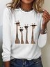 Damen Langarm T-Shirts T-Shirt Frühling/Herbst Hirsch Baumwollmischung Rundhals Täglich Ausgehen Lässig Oberteile