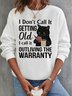 Damen Rundhals Katze Lässig Frühling/Herbst Baumwolle Langarm Sweatshirt