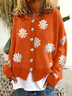 Damen Lässig Winter Geblümt Wolle/Stricken Strickjacke