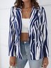 Damen Frühling/Herbst Oberbekleidung Lässig Gestreift Langarm Regelmäßig Blazer