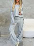 Damen Unifarben Schnalle Zweiteiliges Set Täglich Langarm Lässig Frühling/Herbst Bluse mit Hose Matching Set