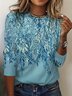 Damen Langarm T-Shirts T-Shirt Frühling/Herbst Blätter Spitze Jersey Rundhals Täglich Ausgehen Lässig Oberteile