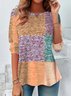 Damen Langarm T-Shirts T-Shirt Frühling/Herbst Kariert Print Jersey Rundhals Täglich Ausgehen Retro Oberteile