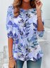 Damen Langarm T-Shirts T-Shirt Frühling/Herbst Geblümt Print Jersey Rundhals Täglich Ausgehen Retro Oberteile