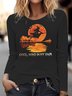 Damen Langarm Bluse Frühling/Herbst Halloween Print Jersey Rundhals Täglich Ausgehen Retro Oberteile
