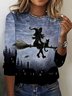 Damen Langarm T-Shirts T-Shirt Frühling/Herbst Halloween Print Jersey Rundhals Täglich Ausgehen Retro Oberteile
