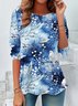 Damen Langarm T-Shirts T-Shirt Frühling/Herbst Geblümt Print Jersey Rundhals Täglich Ausgehen Retro Oberteile