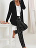 Damen Polka Dots Täglich Ausgehen Zwei Stücke Set Langarm Lässig Frühling/Herbst Mantel mit Hosen Matching Set