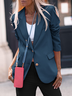 Blazer Damen Lässig Unifarben Langarm Frühling/Herbst Weit Pendeln Reverskragen H-Linie Regelmäßig