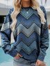 Damen Rundhals Geometrisch Lässig Frühling/Herbst Langarm Sweatshirt