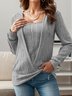 Damen Kreuzhals Unifarben Lässig Frühling/Herbst Langarm Sweatshirt