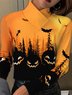 Damen Langarm Bluse Frühling/Herbst Halloween Print Täglich Ausgehen Retro Oberteile