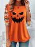 Damen Langarm T-Shirts T-Shirt Frühling/Herbst Halloween Print Jersey Rundhals Täglich Ausgehen Retro Oberteile