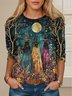 Damen Langarm T-Shirts T-Shirt Frühling/Herbst Halloween Print Jersey Rundhals Täglich Ausgehen Retro Oberteile