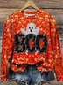 Damen Rundhals Halloween Print Retro Frühling/Herbst Langarm Sweatshirt