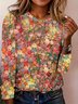 Damen Langarm T-Shirts T-Shirt Frühling/Herbst Geblümt Jersey Rundhals Täglich Ausgehen Lässig Oberteile