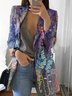 Damen Abstrakt Frühling/Herbst Oberbekleidung Lässig Langarm Reverskragen Regelmäßig Blazer