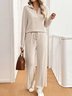 Damen Reißverschluss Unifarben Täglich Ausgehen Zwei Stücke Set Langarm Lässig Frühling/Herbst Bluse mit Hose Matching Set