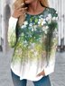Damen Langarm T-Shirts T-Shirt Frühling/Herbst Geblümt Jersey Rundhals Täglich Ausgehen Lässig Oberteile