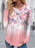 Damen Langarm T-Shirts T-Shirt Frühling/Herbst Geblümt Jersey Rundhals Täglich Ausgehen Lässig Oberteile