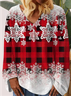 Damen Langarm T-Shirts T-Shirt Frühling/Herbst Weihnachten Jersey V-Ausschnitt Täglich Ausgehen Lässig Oberteile
