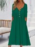 Damen Langarm Frühling/Herbst Unifarben Jersey Kleid Rundhals Täglich Ausgehen Lässig Midi H-Linie