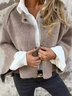 Damen Herbst Oberbekleidung Lässig Unifarben Dreiviertelärmel Rundhals Jacke