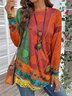 Damen Langarm T-Shirts T-Shirt Frühling/Herbst Geometrisch Print Jersey Rundhals Täglich Ausgehen Retro Oberteile