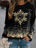Damen Rundhals Schneeflocke Print Lässig Frühling/Herbst Langarm Sweatshirt