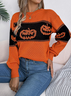 Damen Frühling/Herbst Halloween Lässig Langarm Rundhals Wolle/Stricken Pullover