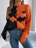 Damen Frühling/Herbst Halloween Lässig Langarm Rundhals Wolle/Stricken Pullover