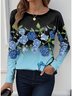 Damen Langarm T-Shirts T-Shirt Frühling/Herbst Geblümt Jersey Rundhals Täglich Ausgehen Lässig Oberteile
